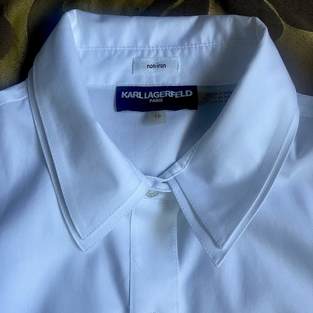 Karl Lagerfeld white collar shirt with long sleeves